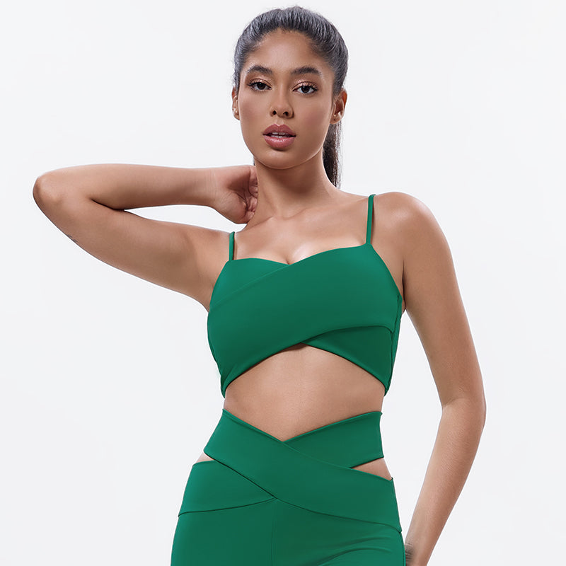 Eco-friendly Renewable Polyester Fabric Spaghetti Straps Fashionable Pilates Yoga Top