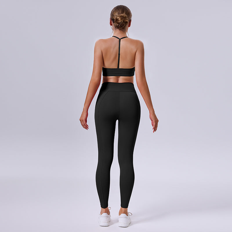 Environmentally friendly and biodegradable fabric halter neck two-way wear slimming yoga top