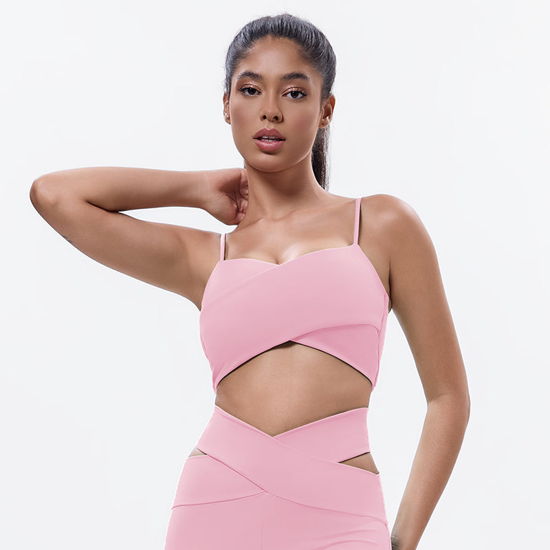 Eco-friendly Renewable Polyester Fabric Spaghetti Straps Fashionable Pilates Yoga Top