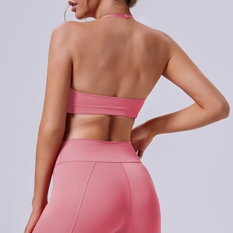 Environmentally friendly and biodegradable fabric halter neck two-way wear slimming yoga top