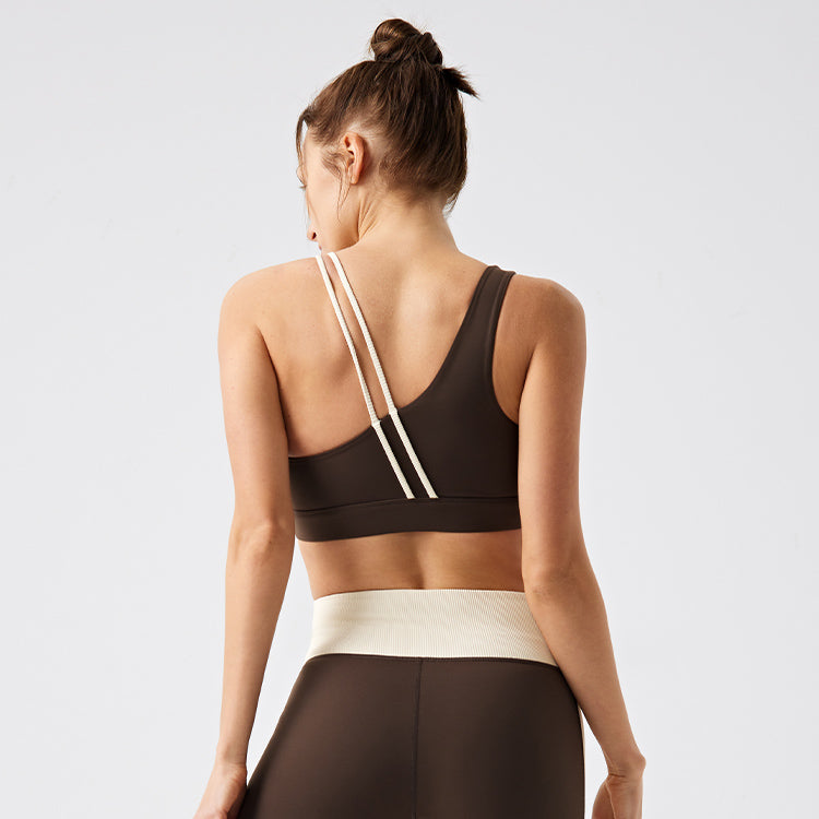 High Elastic Yoga Bra with Contrasting Color Design