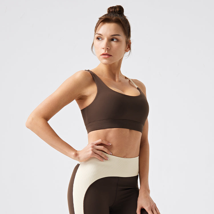High Elastic Yoga Bra with Contrasting Color Design