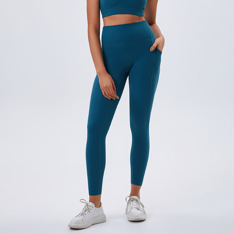 SAMPLE - Ribbed Sports Yoga Pants with Side Pockets