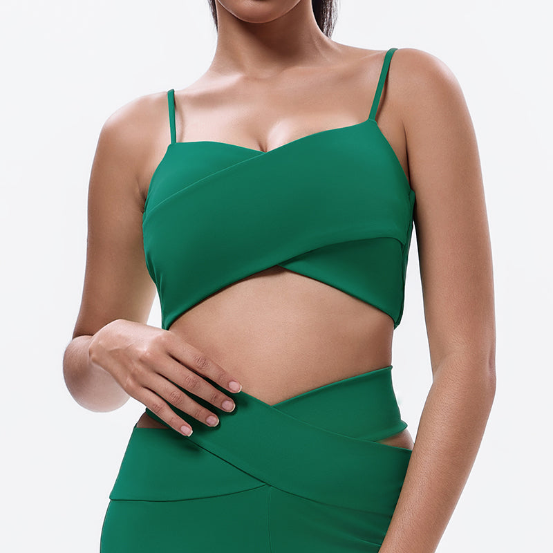 Eco-friendly Renewable Polyester Fabric Spaghetti Straps Fashionable Pilates Yoga Top