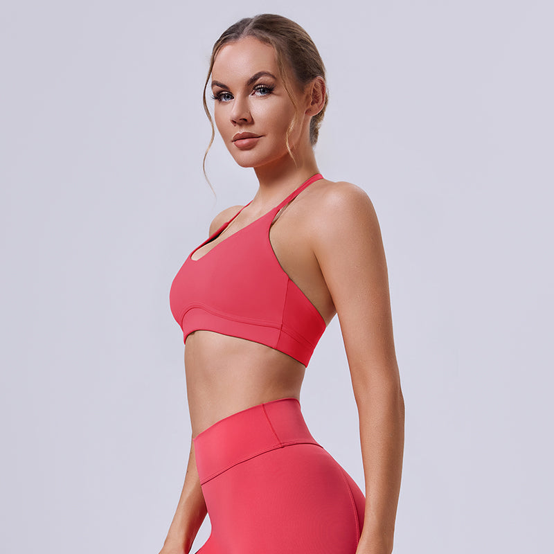Environmentally friendly and biodegradable fabric halter neck two-way wear slimming yoga top