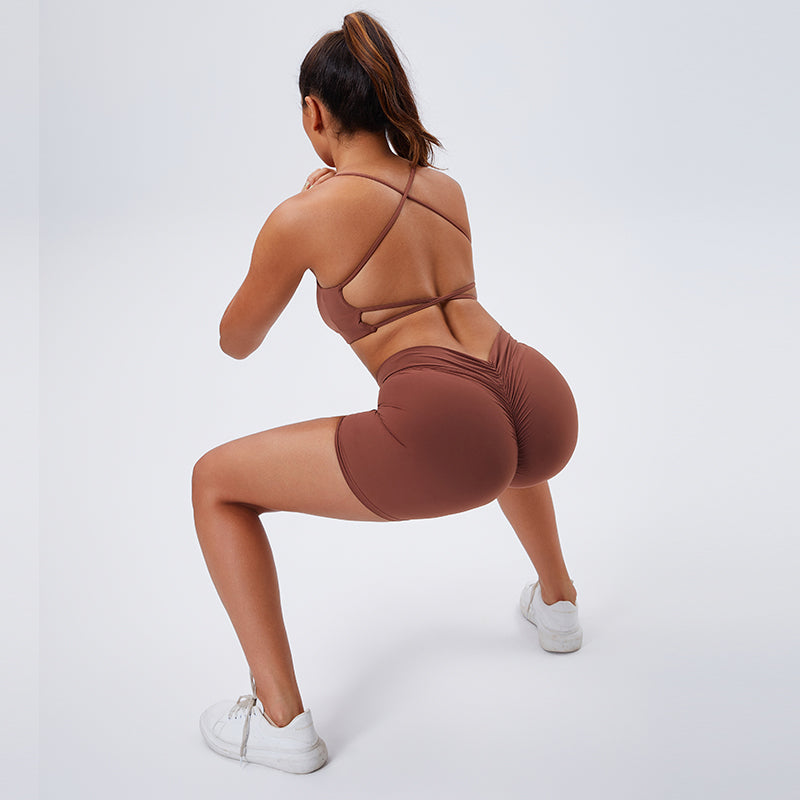 Professional environmentally friendly recycled fabric peach hip hip lift yoga shorts