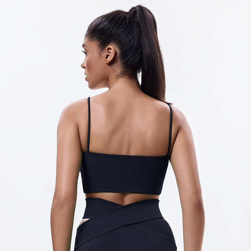Eco-friendly Renewable Polyester Fabric Spaghetti Straps Fashionable Pilates Yoga Top