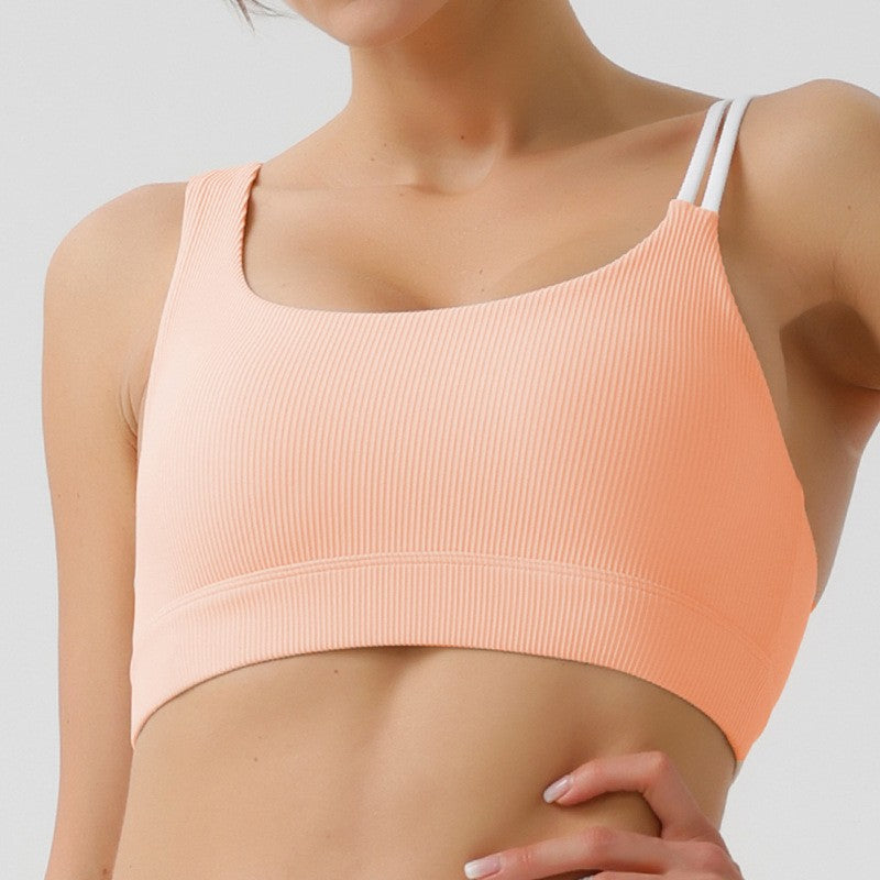 Ribbed Yoga Bra with Contrasting Design