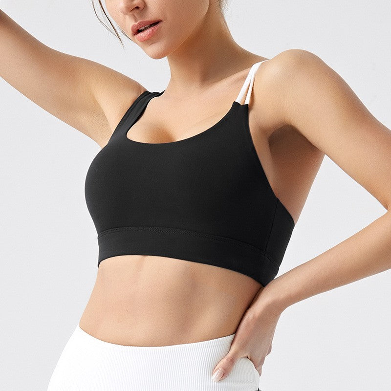 High Elastic Yoga Bra with Contrasting Color Design