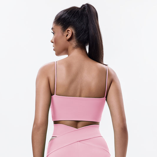Eco-friendly Renewable Polyester Fabric Spaghetti Straps Fashionable Pilates Yoga Top
